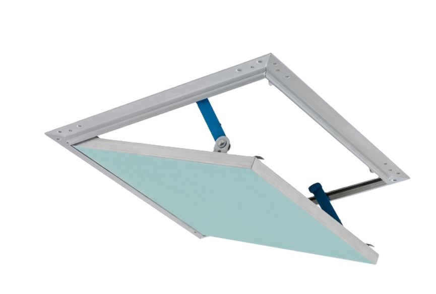 WEGO POWER REVISIONSKLAPPE ALU-REVI PLUS 400 X 400 MM, GKBI 2 X 12,5 MM DECKE + WAND, SPACHTELFREIE OBERFLÄCHE