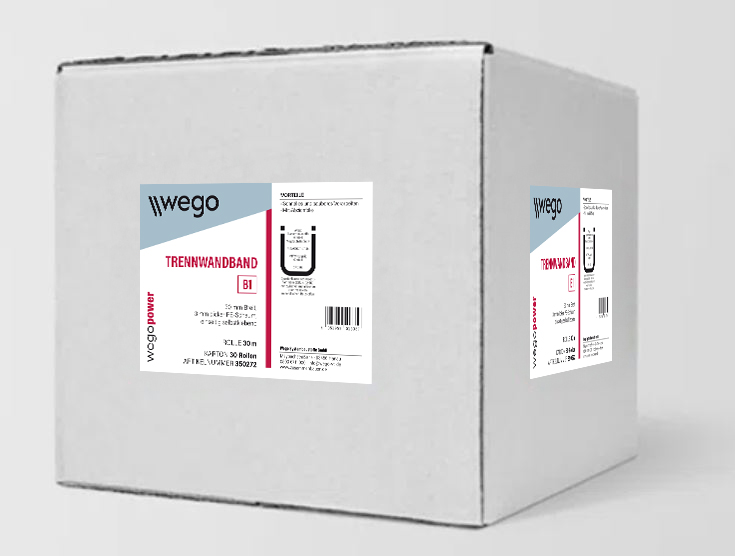 WEGO POWER TRENNWANDBAND B1  3 X 70 MM 30 M/ROLLE, ANTHRAZIT, EINSEITIG SK 12 ROLLEN/KARTON