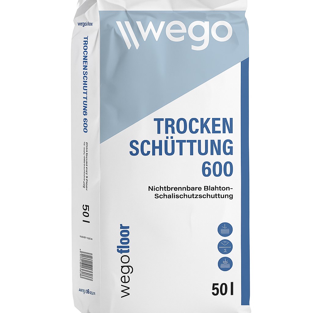 WEGO FLOOR TROCKENSCHÜTTUNG 600 50 LITER/SACK, 600 KG/M3, KÖRNUNG 0-2 MM 30 SACK/PALETTE