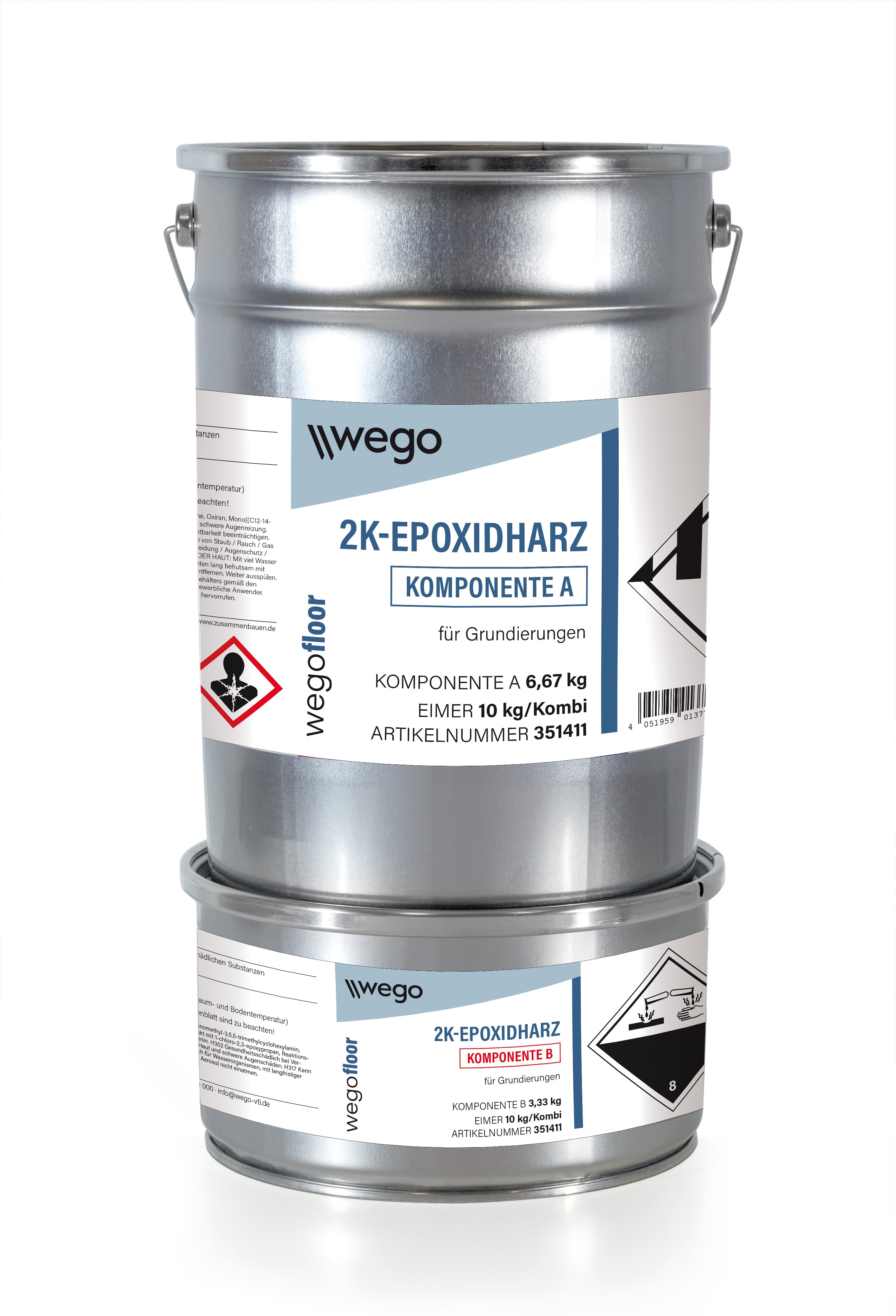 WEGO FLOOR 2K-EPOXIDHARZ 10 KG/KOMBI-EIMER, FÜR GRUNDIERUNGEN KOMPONENTE (A = 6,67 KG / B = 3,33 KG)