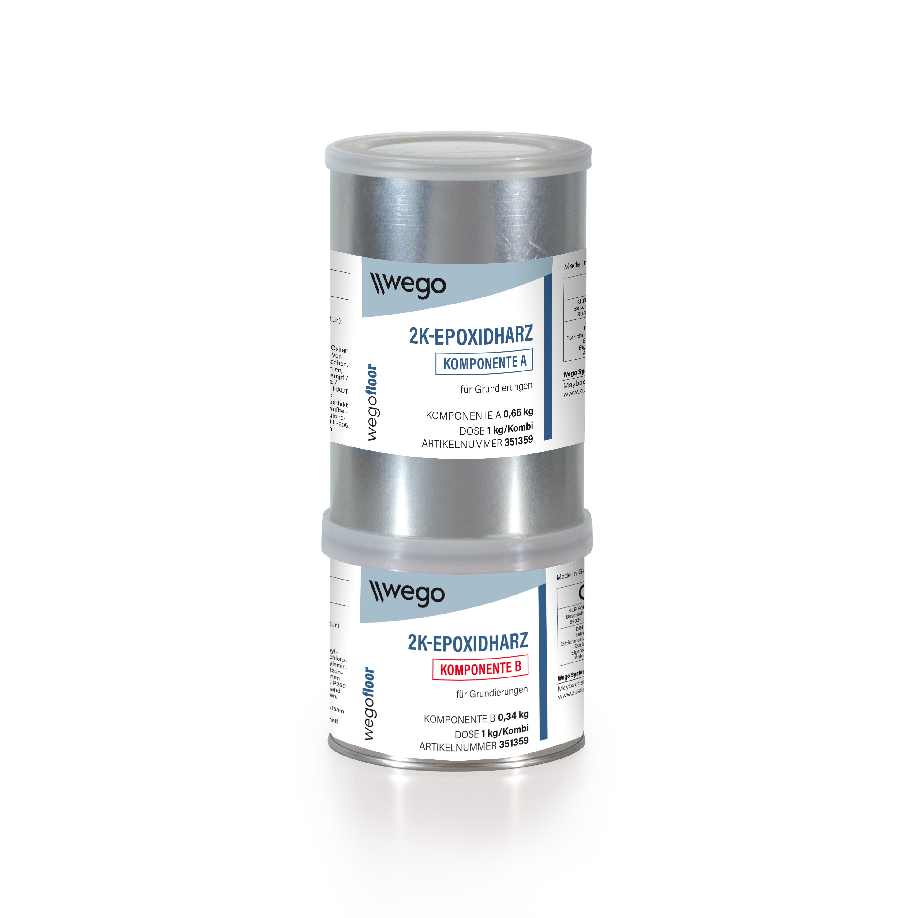 WEGO FLOOR 2K-EPOXIDHARZ 1 KG/KOMBI-DOSE, FÜR GRUNDIERUNGEN KOMPONENTE (A = 0,66 KG / B = 0,34 KG)