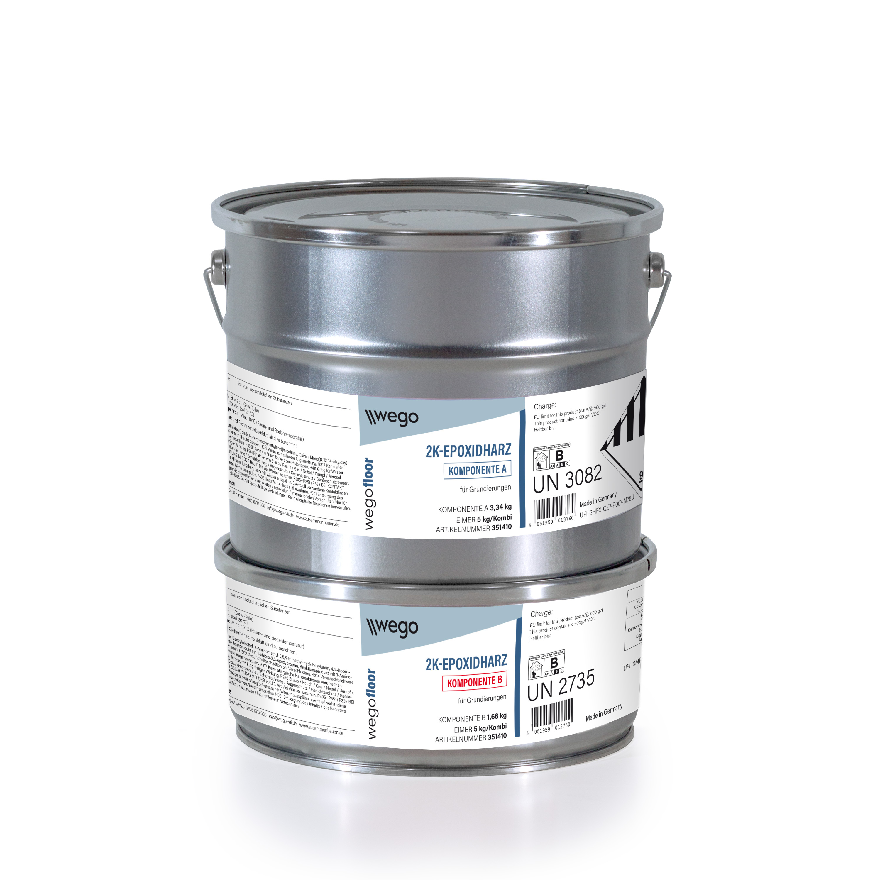 WEGO FLOOR 2K-EPOXIDHARZ 5 KG/KOMBI-EIMER, FÜR GRUNDIERUNGEN KOMPONENTE (A = 3,34 KG / B = 1,66 KG)