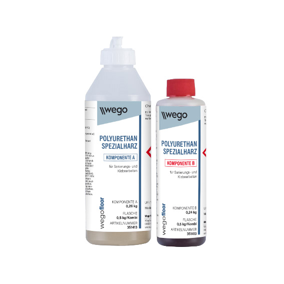 WEGO FLOOR POLYURETHAN SPEZIALHARZ 0,5 KG/KOMBI-GEBINDE, 2-K-PRODUKT KOMPONENTE (A = 0,26 KG / B = 0,24 KG)