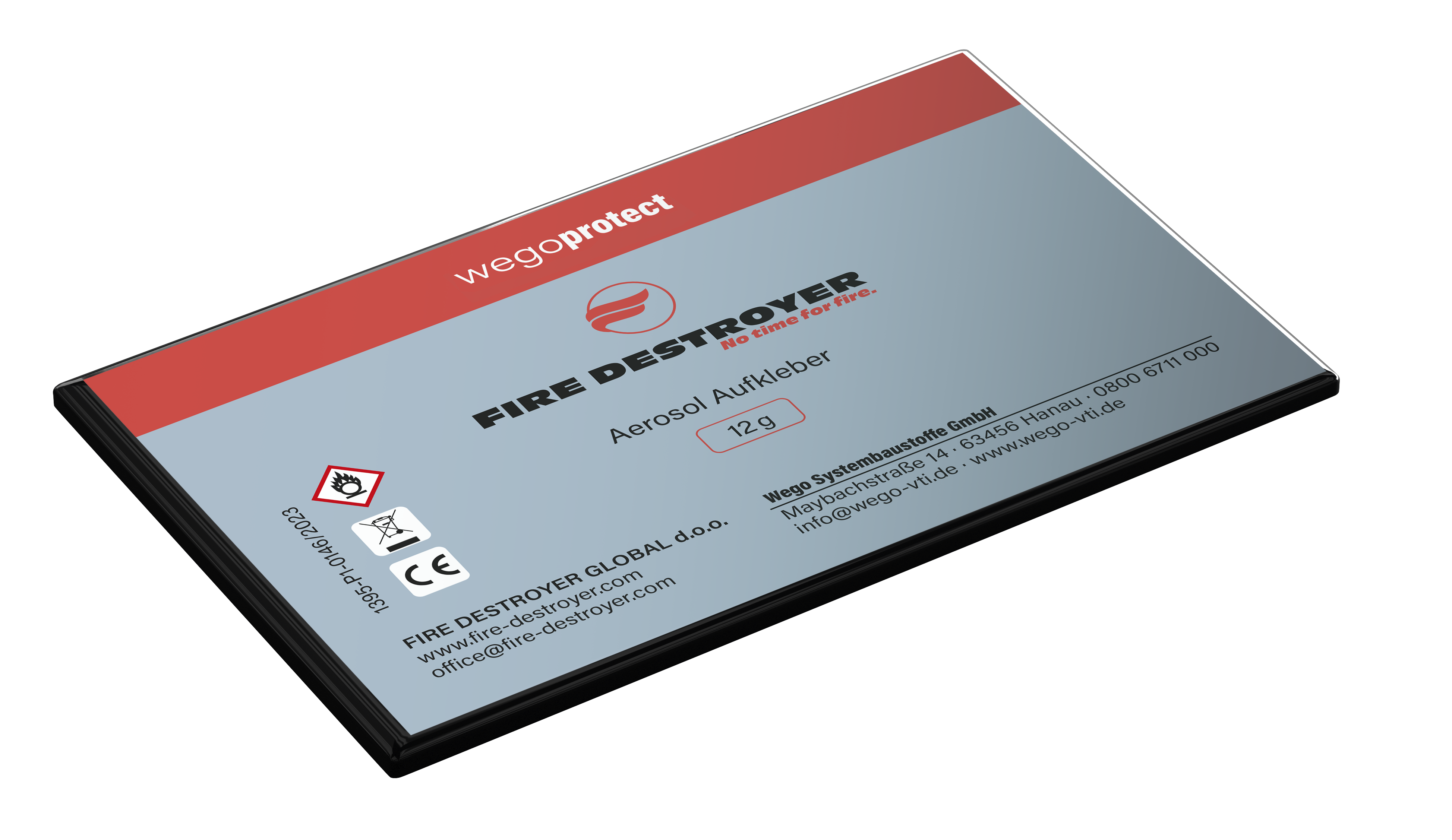 WEGO PROTECT FIRE DESTROYER AUFKLEBER 12 G, LÖSCHVOLUMEN 0,12 M3 100 X 65 X 7,5 MM